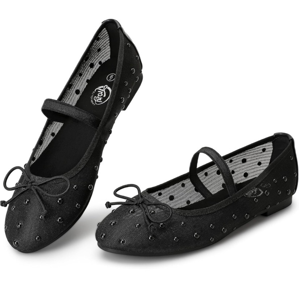 Black Studded Ballet Flats